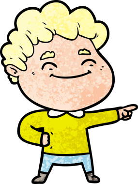 Bir insan tarafından çizilmiş çizgi film dostu bir adam.