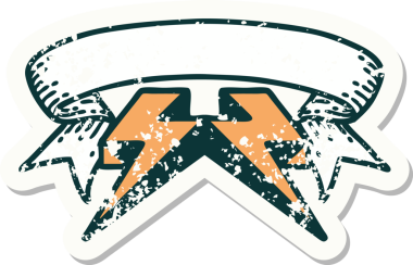 Bir insan tarafından çizilmiş yıldırımlı eski bir etiket