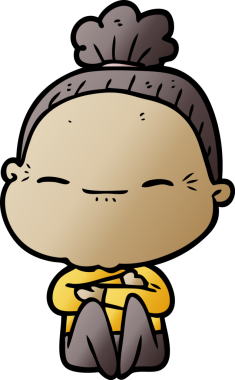 Bir insan tarafından çizilmiş barışçıl yaşlı bir kadın.