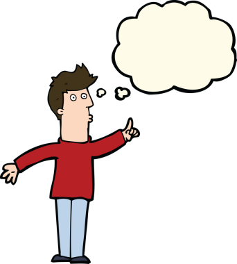 Çizgi filmci bir insan tarafından çizilmiş düşünce balonuyla ihtiyatlı olmayı tavsiye ediyor.