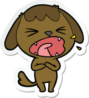 Bir insan tarafından çizilmiş şirin bir köpeğin çıkartması.