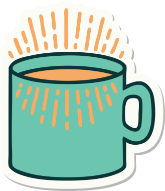 Dövme çıkartması geleneksel kahve tarzında bir insan tarafından çizilmiş.