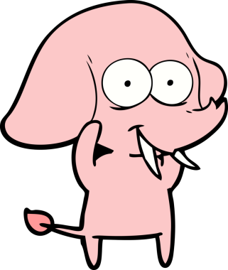 Bir insan tarafından çizilmiş mutlu bir fil.