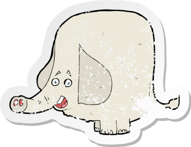 Bir insan tarafından çizilmiş mutlu bir filin gerilimli çıkartması.