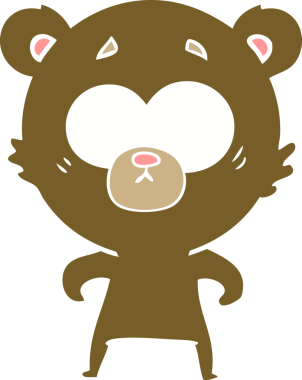 şaşırmış ayı düz renkli çizgi film bir insan tarafından çizilmiş.