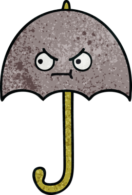 Bir insan tarafından çizilmiş eski grunge desenli şemsiye.