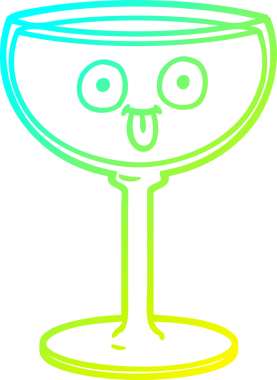 Bir insan tarafından çizilmiş bir bardak şarabın soğuk gradyan çizgisi.