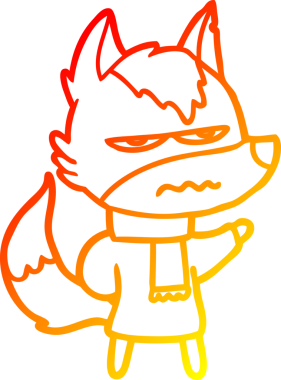 Bir insan tarafından çizilmiş kızgın bir kurdun sıcak çizgi çizimi.