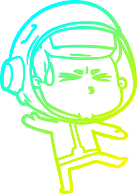 Bir insan tarafından çizilen soğuk gradyan çizgi çizimi stresli astronot