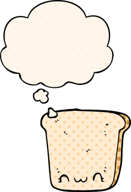 Çizgi roman tarzında bir insan tarafından çizilmiş bir ekmek dilimi.