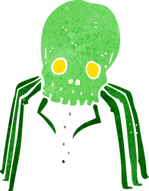 Bir insan tarafından çizilmiş ürkütücü kafatası örümceği.