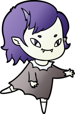 Bir insan tarafından çizilmiş çizgi film dostu vampir kız.