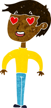 Bir insan tarafından çizilmiş aşık bir çizgi film adamı.