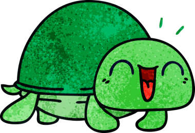 Bir insan tarafından çizilmiş garip bir karikatür kaplumbağa.