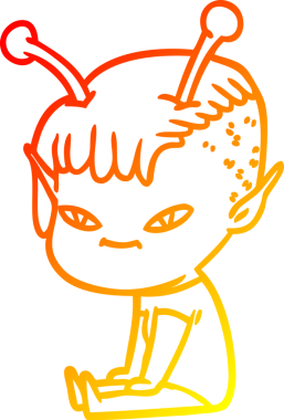 Bir insan tarafından çizilmiş sevimli bir uzaylı kız çizgi çizimi.