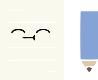 Bir insan tarafından çizilmiş bir test kağıdının düz renk retro karikatürü