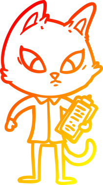 Bir insan tarafından çizilmiş kafası karışmış bir iş kedisinin sıcak çizgi çizimi