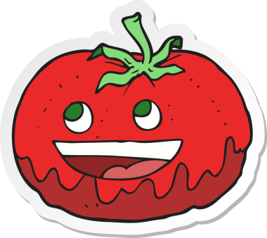 Bir insan tarafından çizilmiş bir domates etiketi.