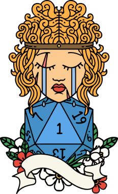 Retro Dövme Tarzı Ağlayan İnsan Barbar Bir D20 rulo ile bir insan tarafından çizilmiş