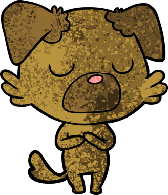 Bir insan tarafından çizilmiş çizgi film köpeği.