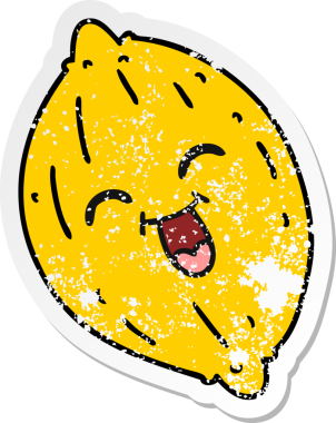 Bir insan tarafından çizilmiş mutlu bir limonun serbest ve sıkıntılı çıkartması.