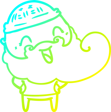 Bir insan tarafından çizilmiş mutlu sakallı bir adamın soğuk hava çizgisi.