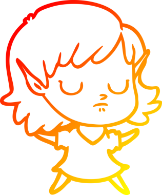 Bir insan tarafından çizilmiş çizgi film karakteri bir elf kızı çizimi