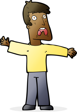 Bir insan tarafından çizilmiş korkmuş bir adam.