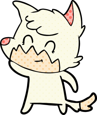 Bir insan tarafından çizilmiş çizgi film dostu tilki.