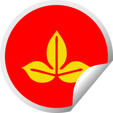 Bir insan tarafından çizilmiş bir sonbahar yaprağının dairesel kabuk soyucu karikatürü.