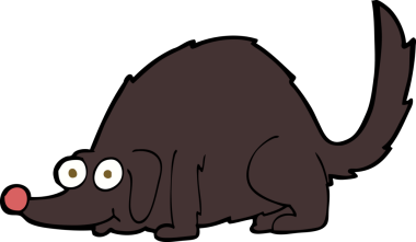 Bir insan tarafından çizilmiş mutlu bir köpek.