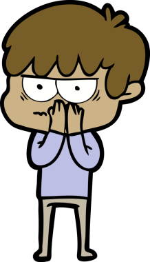 Bir insan tarafından çizilmiş sinirli çizgi film çocuğu.