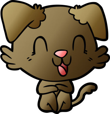 Bir insan tarafından çizilmiş gülen çizgi film köpeği.