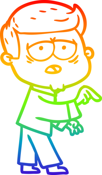 Gökkuşağı gradyan çizgi çizimi bir insan tarafından çizilmiş yorgun bir adam