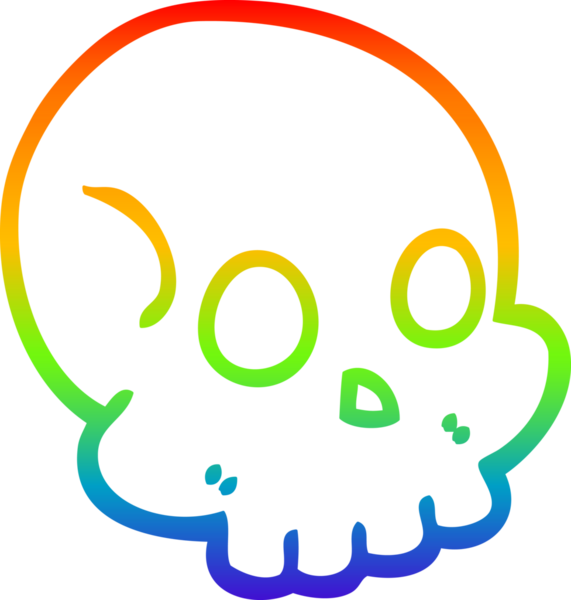 gökkuşağı gradyan çizgi çizimi bir insan tarafından çizilmiş bir kafatası