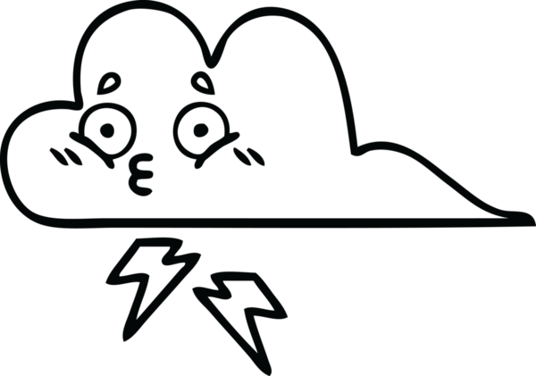 Bir insan tarafından çizilmiş bir gök gürültüsü bulutunun çizgi çizimi