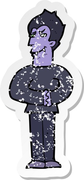 Bir insan tarafından çizilmiş bir vampir çizgi filminin gerilimli yapıştırması.