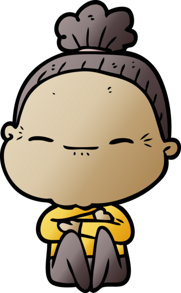 Bir insan tarafından çizilmiş barışçıl yaşlı bir kadın.