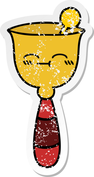 Bir insan tarafından çizilmiş şirin bir okul çanının sıkıntılı çıkartması.