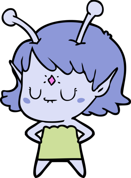 Bir insan tarafından çizilmiş uzaylı kız.