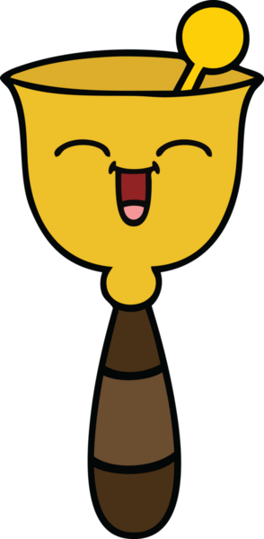 Bir insan tarafından çizilmiş sevimli bir okul çanı karikatürü.