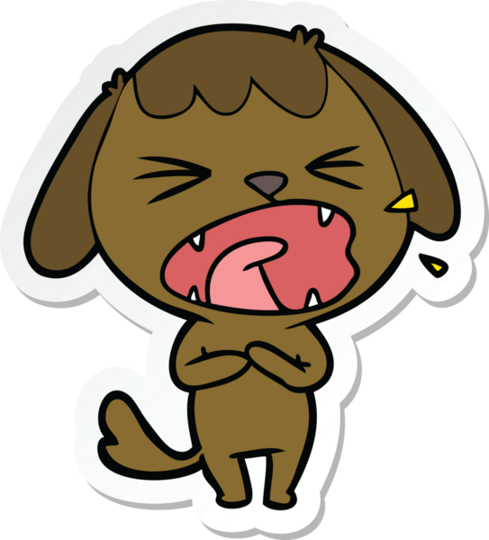 Bir insan tarafından çizilmiş şirin bir köpeğin çıkartması.