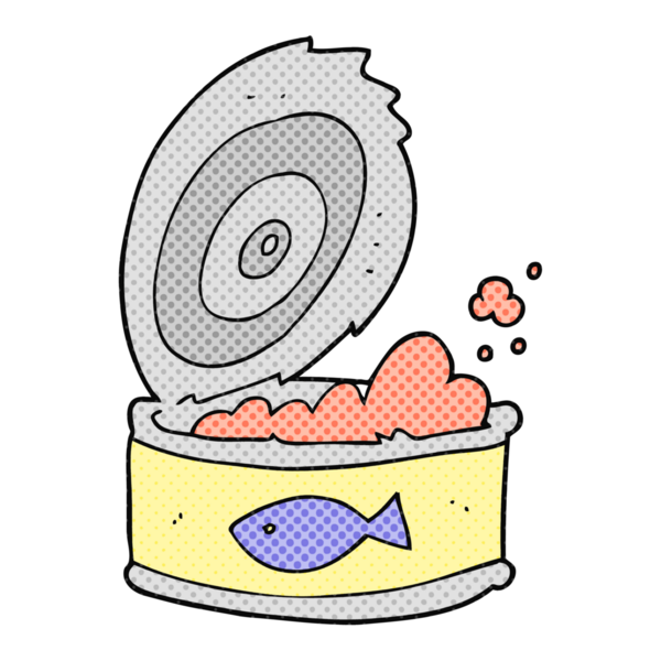 Bir insan tarafından çizilmiş serbest çizim ton balığı kutusu.