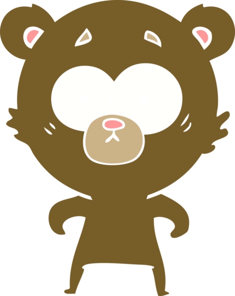 şaşırmış ayı düz renkli çizgi film bir insan tarafından çizilmiş.