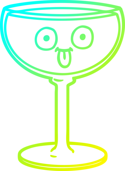 Bir insan tarafından çizilmiş bir bardak şarabın soğuk gradyan çizgisi.