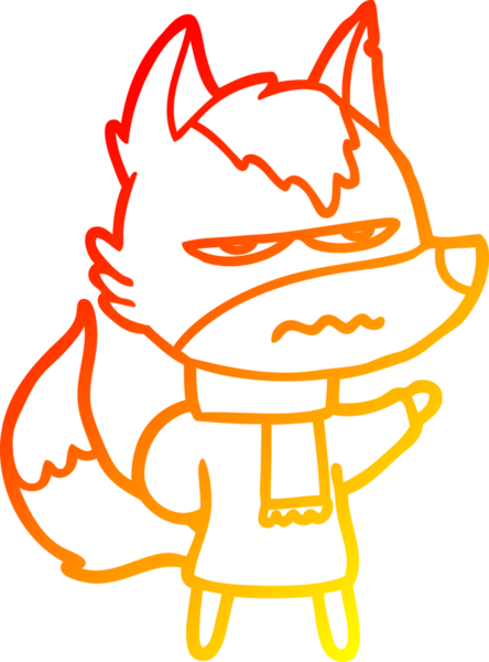 Bir insan tarafından çizilmiş kızgın bir kurdun sıcak çizgi çizimi.