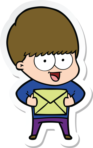 Bir insan tarafından çizilmiş mutlu bir çizgi film çocuğunun çıkartması.