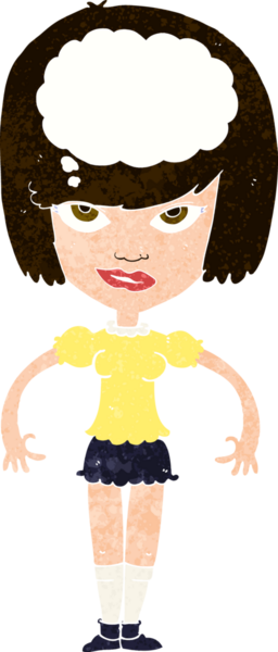 Bir insan tarafından çizilmiş bir fikri olan karikatür kadın.