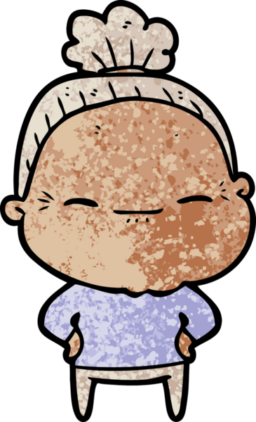 Bir insan tarafından çizilmiş barışçıl yaşlı bir kadın.