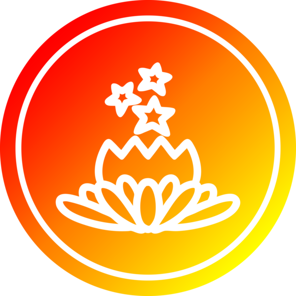 Ilık gradyan bir insan tarafından çizilmiş sihirli çiçek dairesel simgesi